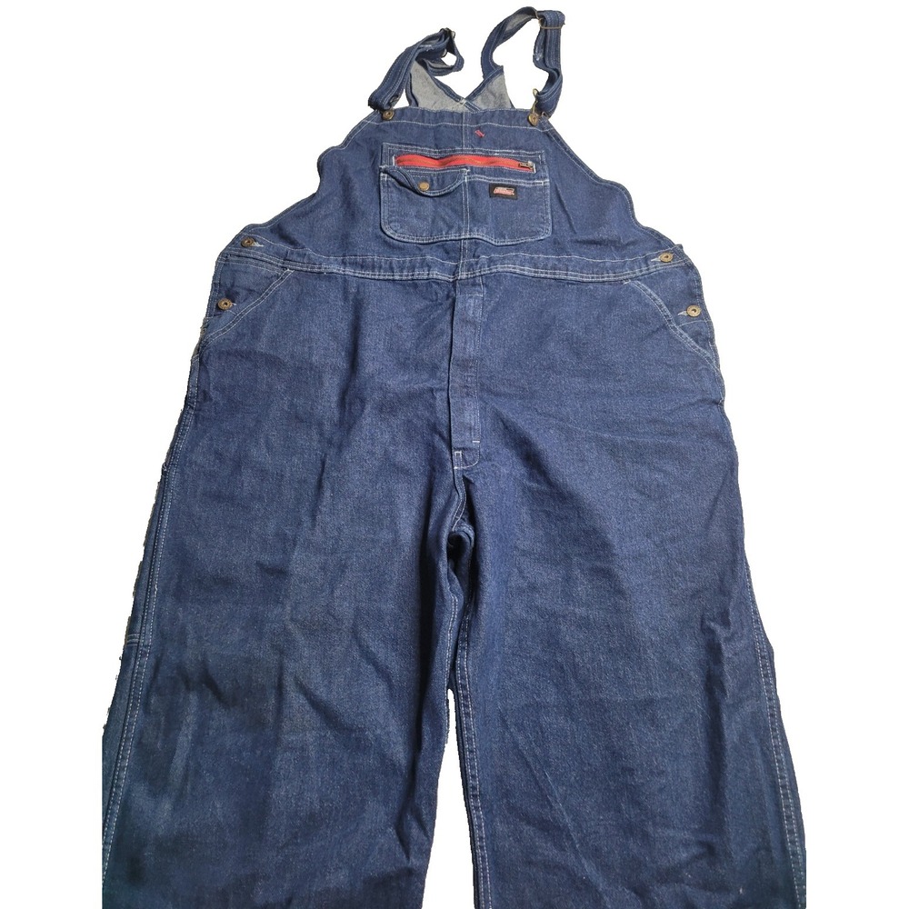 Dickies Denim Jean Bib Overalls Men's 2XL 100% Cotton‎